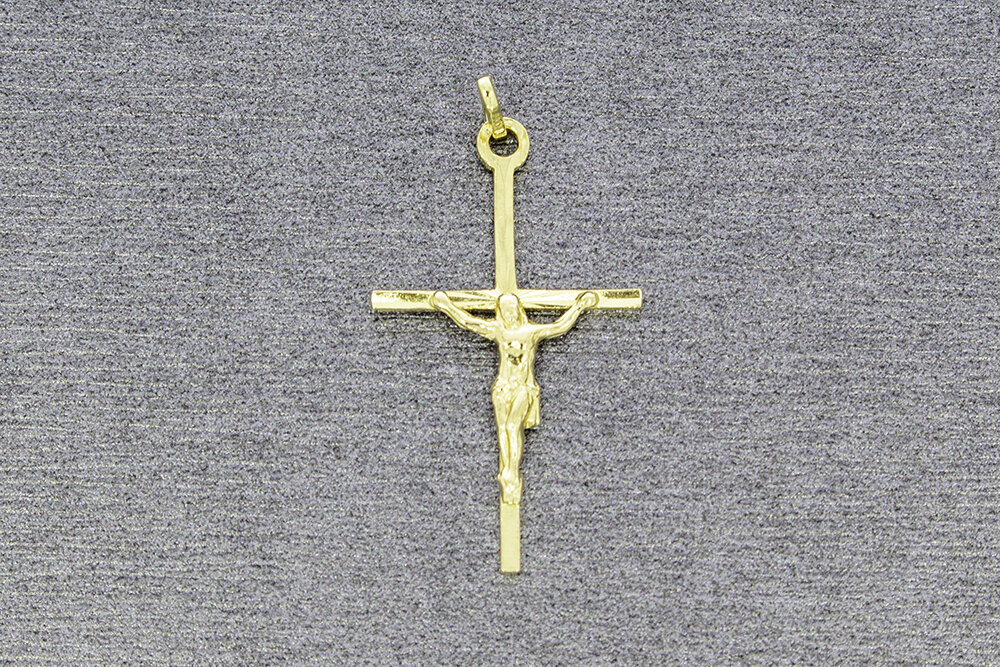 Collectief Los Kaal 14 Karaat gouden Kruis ketting hanger