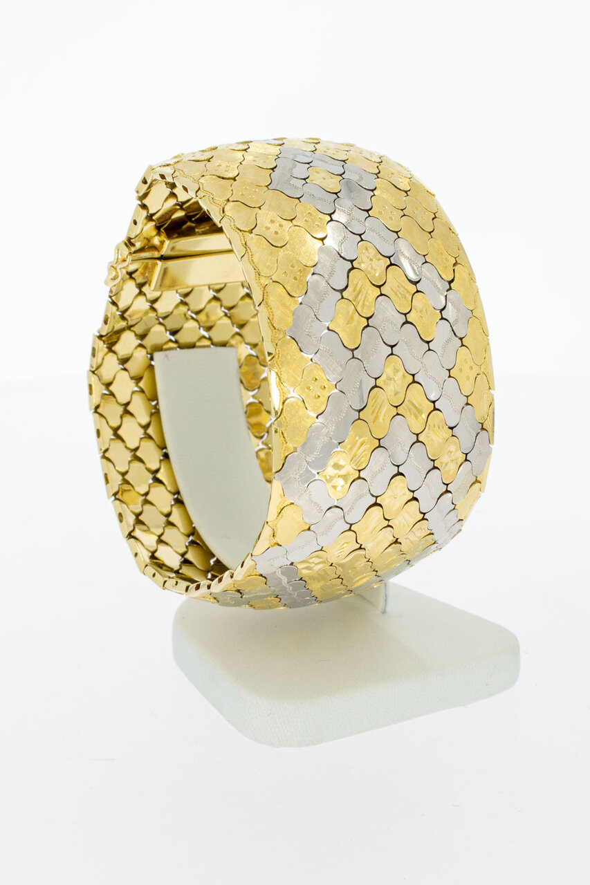 Transparant registreren vers 18 Karaat bicolor gouden brede armband - 19,8 cm