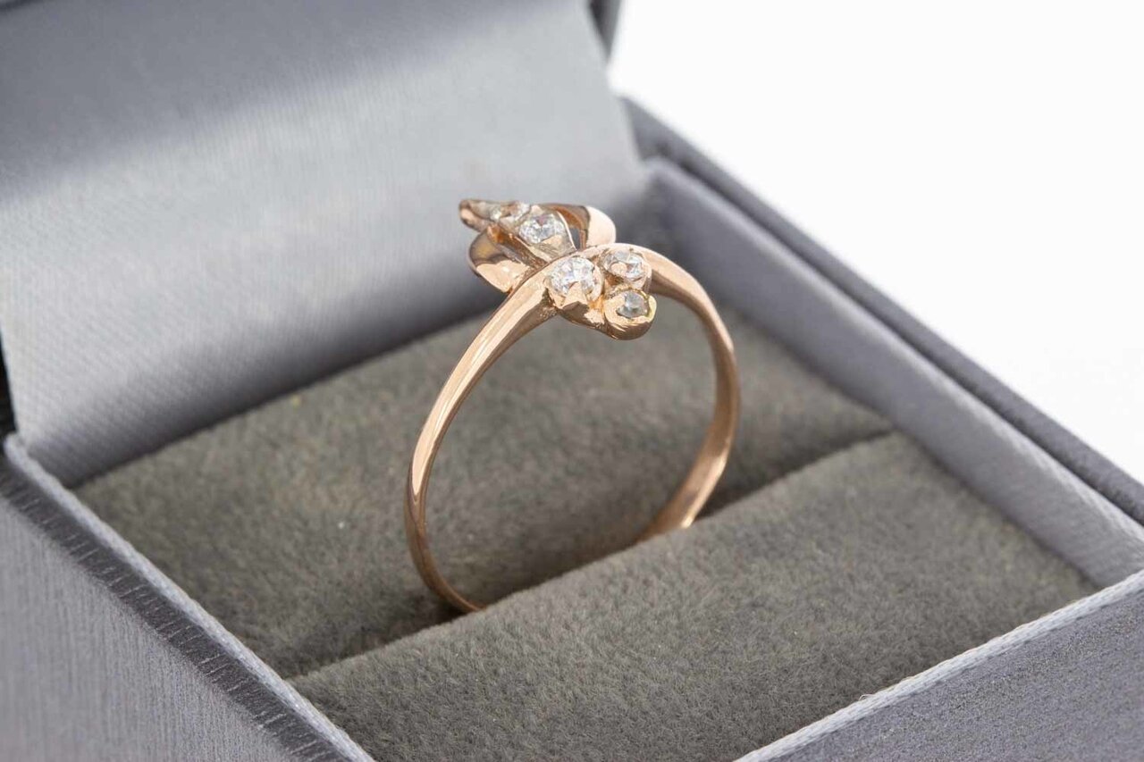 14 Karaat ros gouden zirkonia ring - 18,1 mm