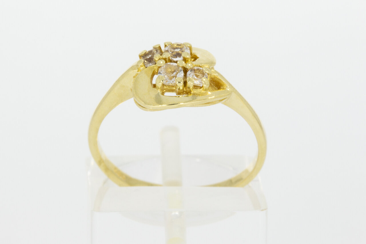 14 Karaat bicolor gouden zirkonia ring - 17,4 mm