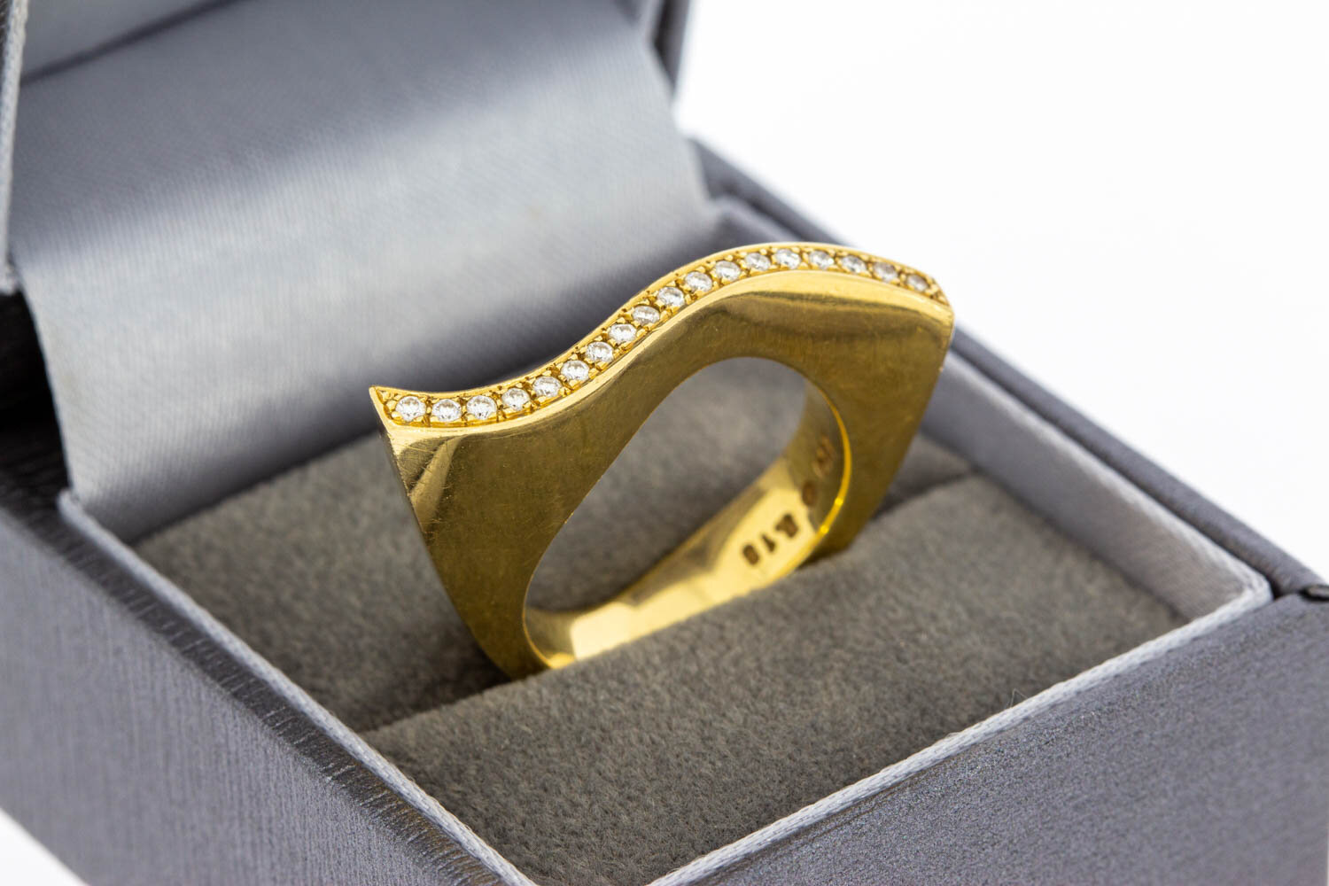 18 karaat gouden diamant designer ring - 17,5