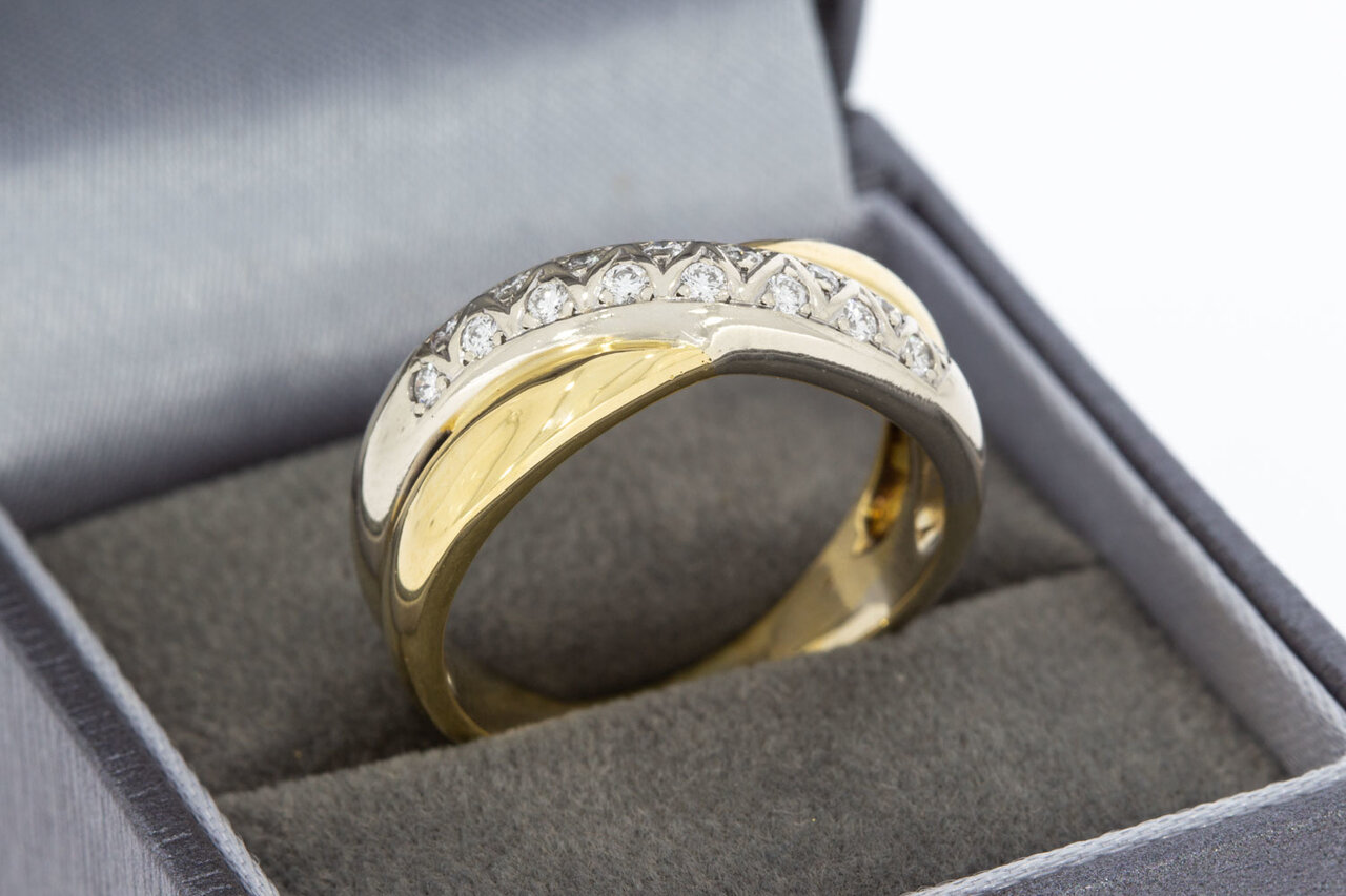 18 Karaat gouden Crossover ring met Diamant - 19,8 mm