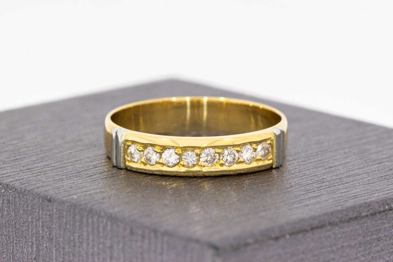 18 Karaat gouden Bandring gezet met Diamant - 16,9 mm