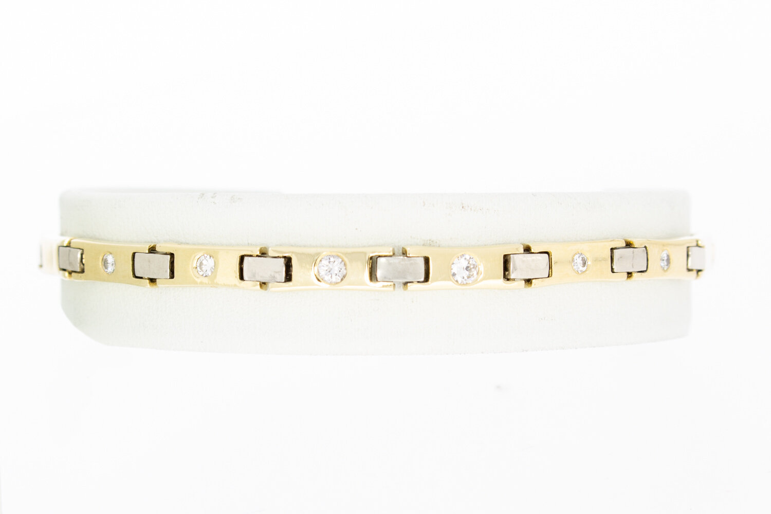 14 Karaat gouden Staafjes armband met Diamant - 19,7 cm