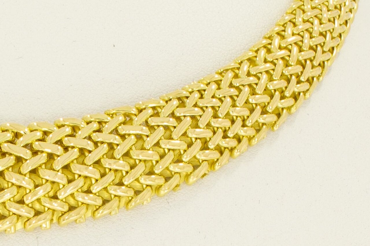 18 karaat gouden gevlochten dames ketting - 42 cm