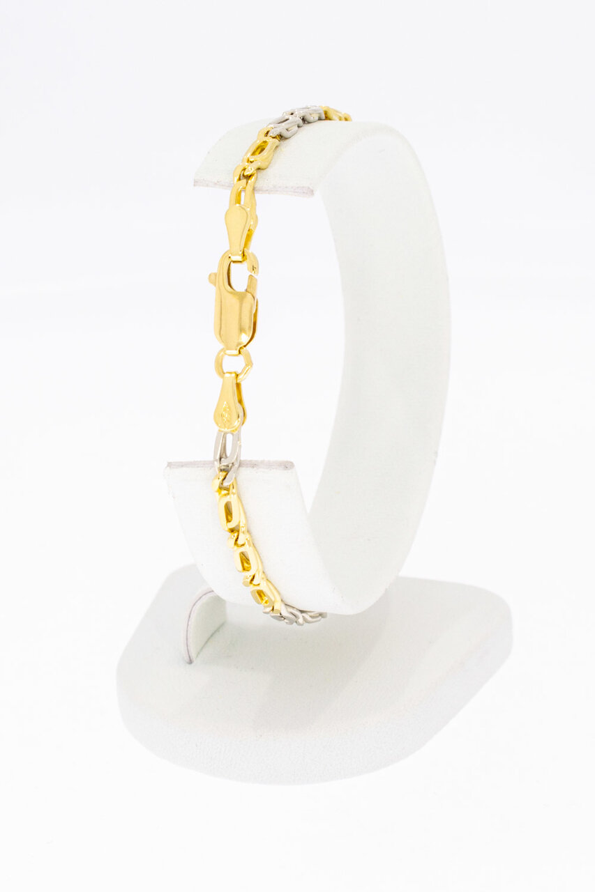 18 Karaat bicolor gouden Valkoog armband - 18,9 cm