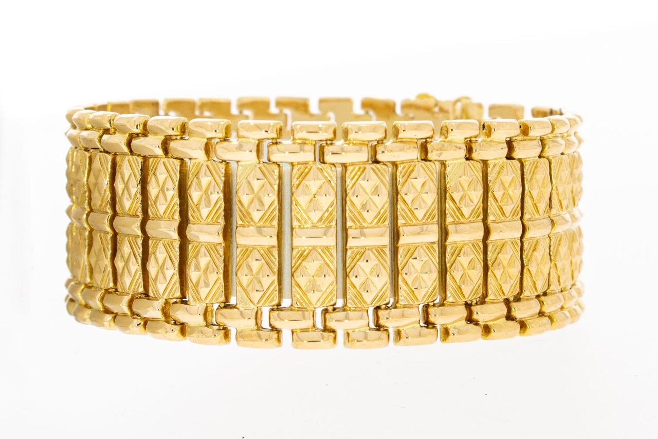 18 Karaat gouden brede Vintage armband - 18,8 cm