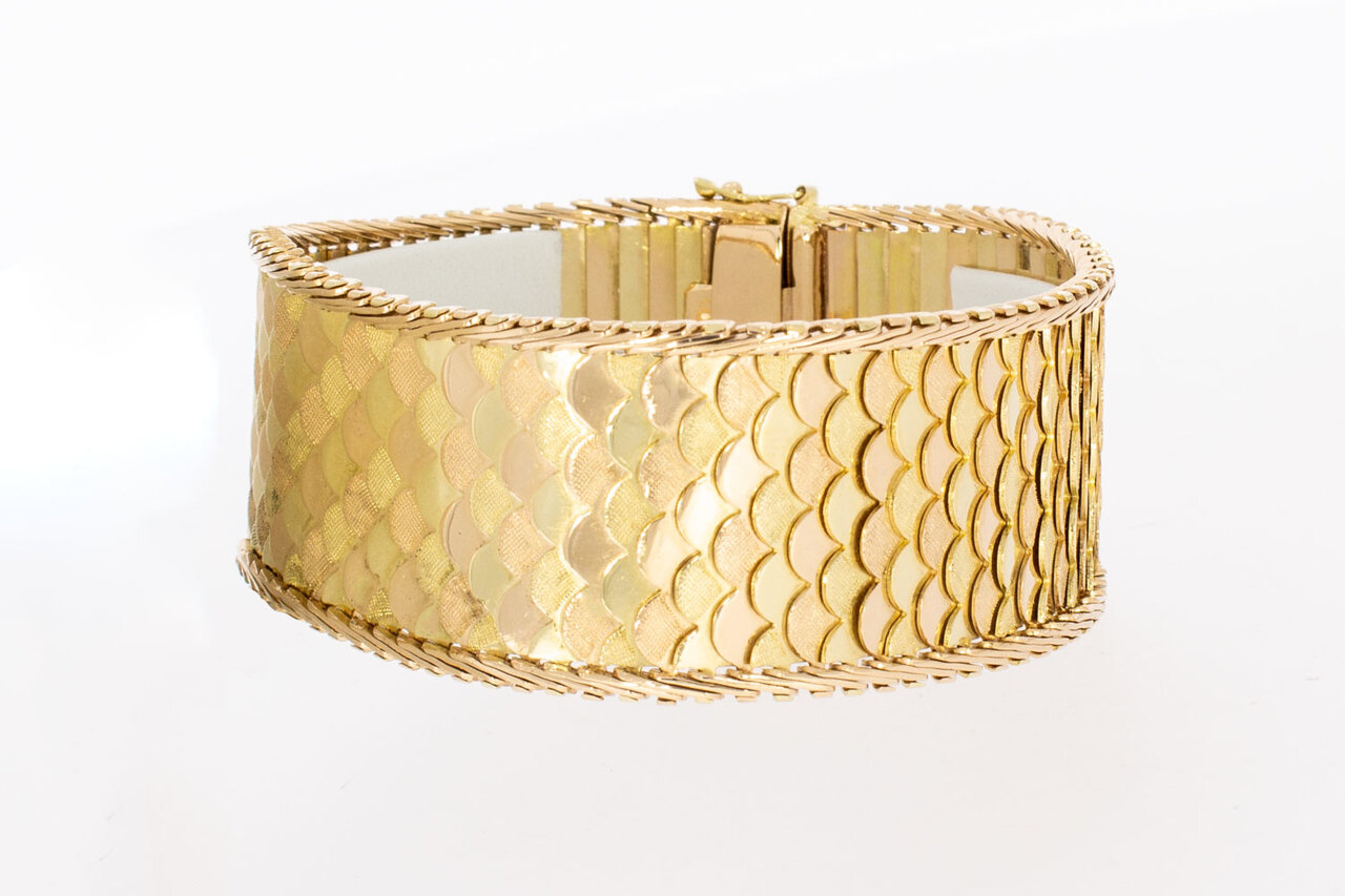 14 Karaat gouden brede Vintage armband - 18,9 cm