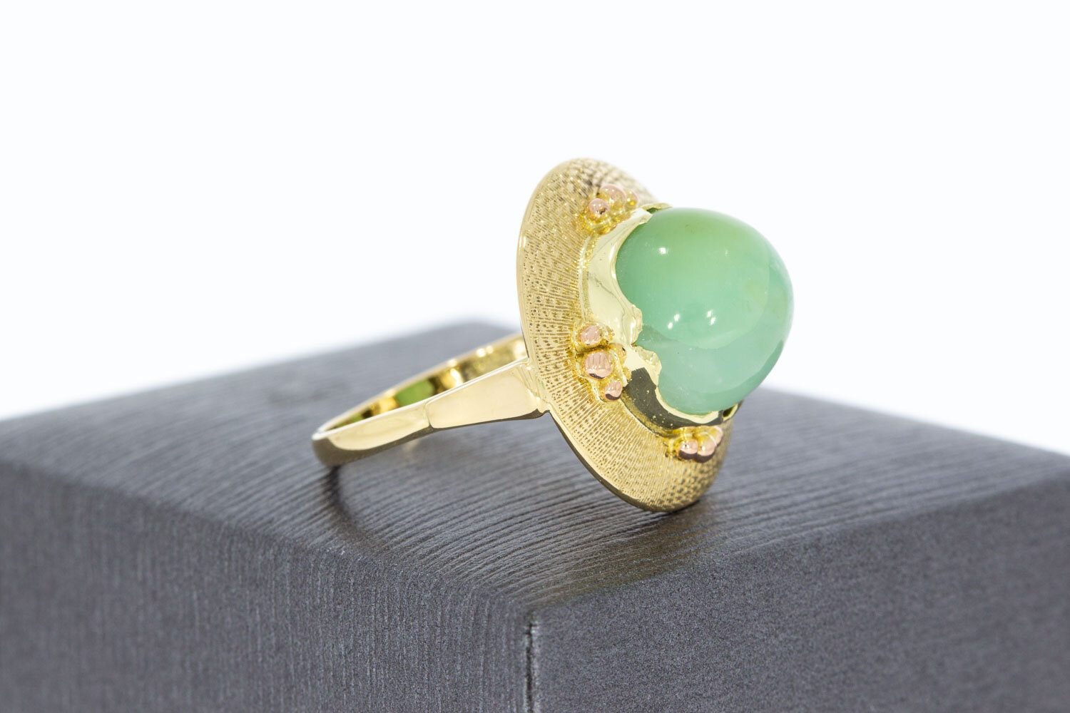 14 Karaat gouden Vintage Jade ring - 17,3 mm