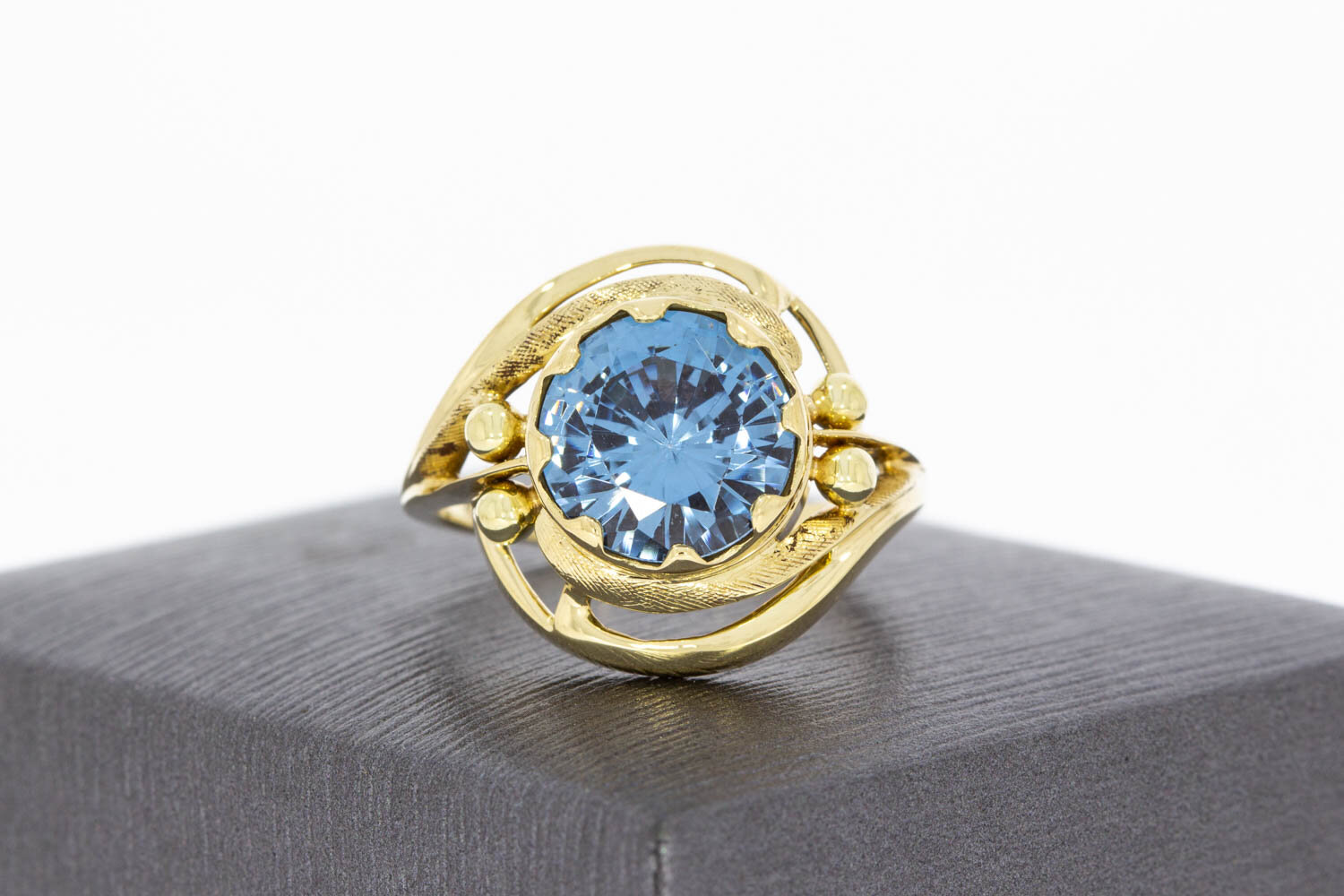 Vintage Aquamarijn ring 14 karaat goud - 18,6 mm