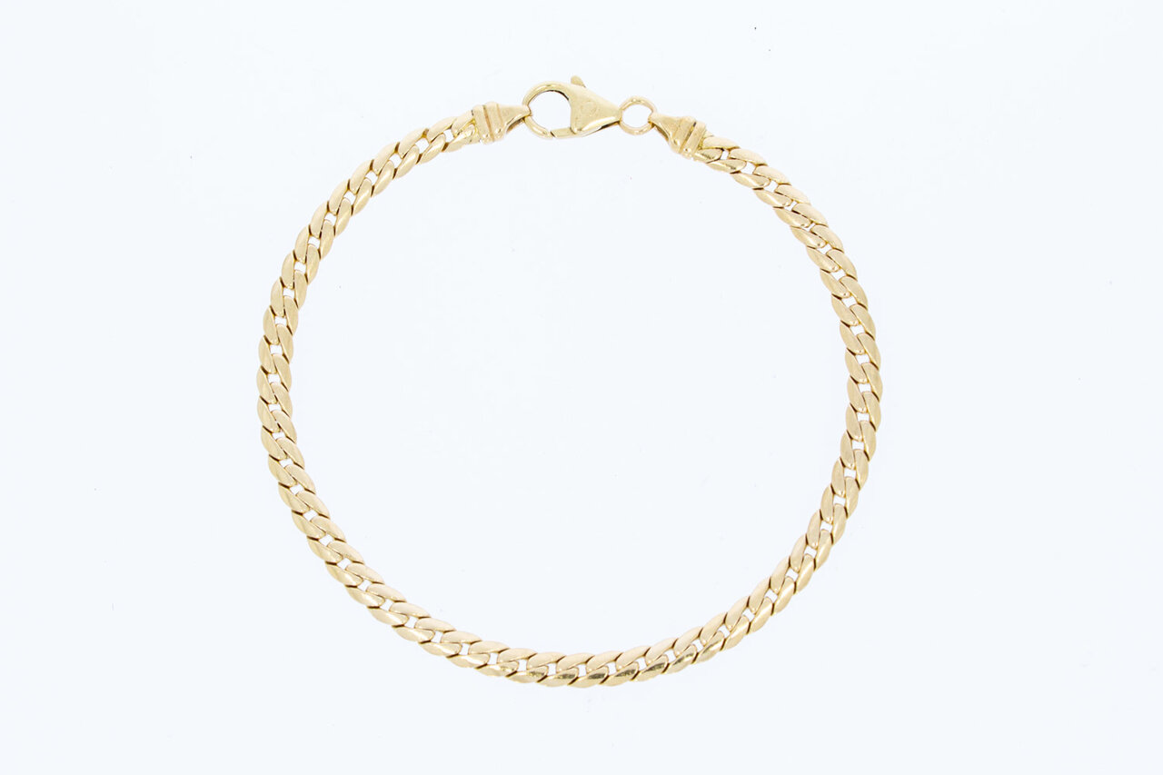 14 Karaat gewalste Gourmet goud armband - 22 cm