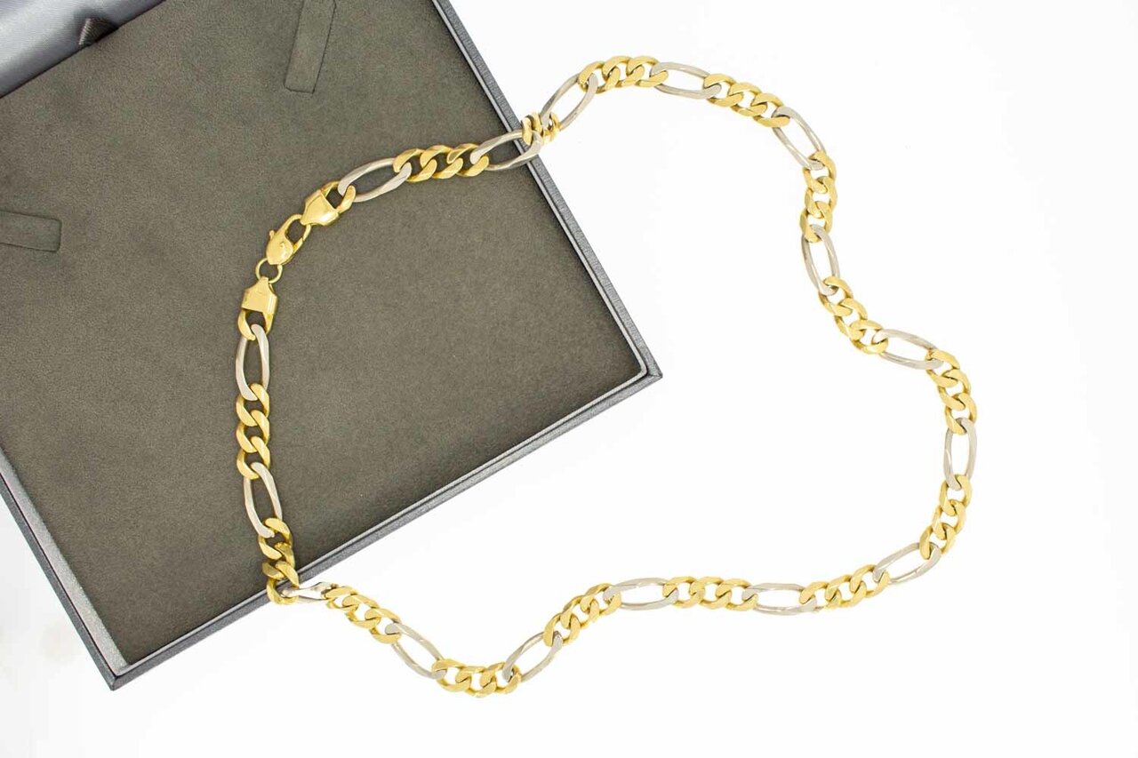 18 Karaat Figaro gouden schakelketting - 60,5 cm