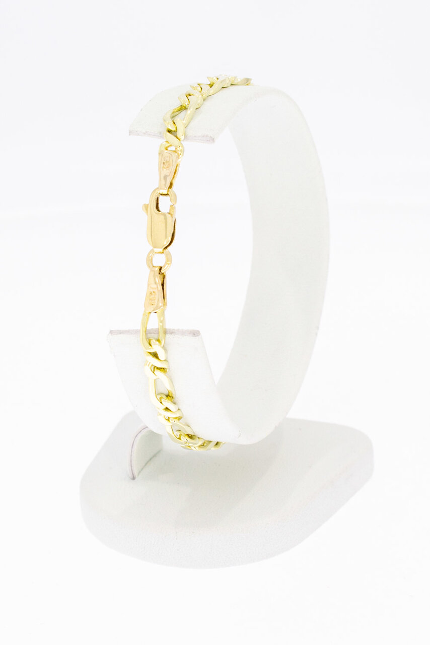 14 Karaat geel gouden Figaro armband - 18,8 cm