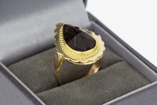 14 Karaat gouden Retro ring met Granaat - 17,5 mm