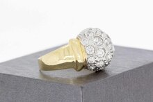 14 karaat bicolor gouden Cocktail ring met Zirkonia- 19,2 mm