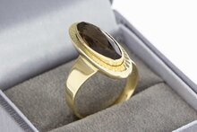 Vintage 14 Karaat gouden Rookkwarts ring - 18,5