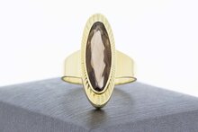 Vintage 14 Karaat gouden Rookkwarts ring - 18,5