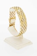 14 Karaat gouden gefigureerde brede armband - 21 cm