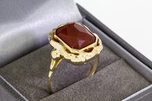 14 Karaat gouden Vintage Markies ring met Carneool - 19,4