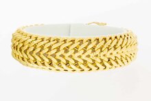 Gevlochten 18 karaat gouden dames armband - 16,4 cm