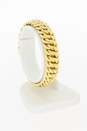 Gevlochten 18 Karaat brede gouden armband - 16,9 cm