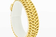 Gevlochten 18 karaat gouden dames armband - 16,4 cm