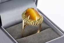 Vintage 18 karaat gouden Tijgeroog ring - 17,9 mm