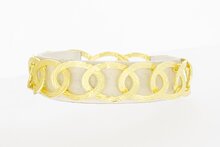 Gevlochten 18 Karaat brede goud armband - 21 cm