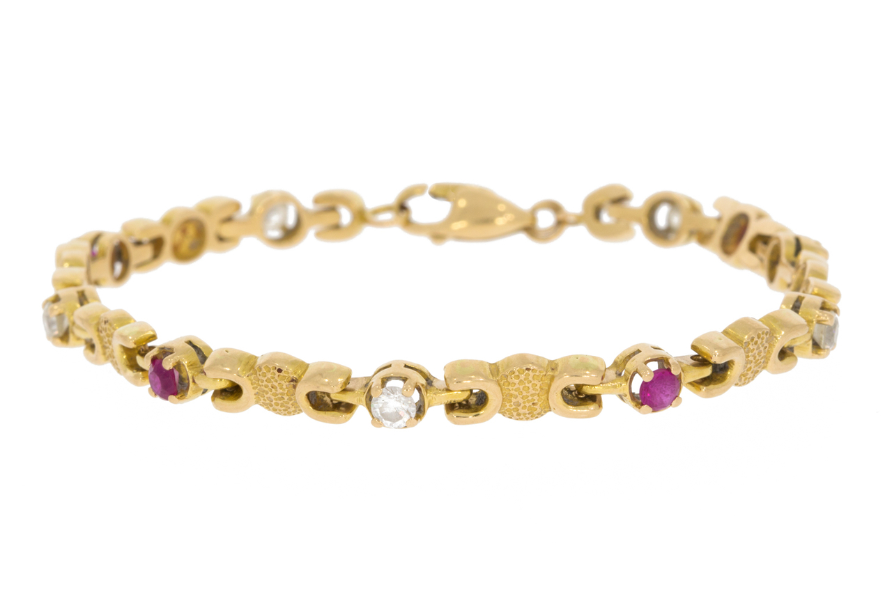 bijtend vermijden handtekening 18 Karaat gouden Robijn armband met Saffier-18 cm