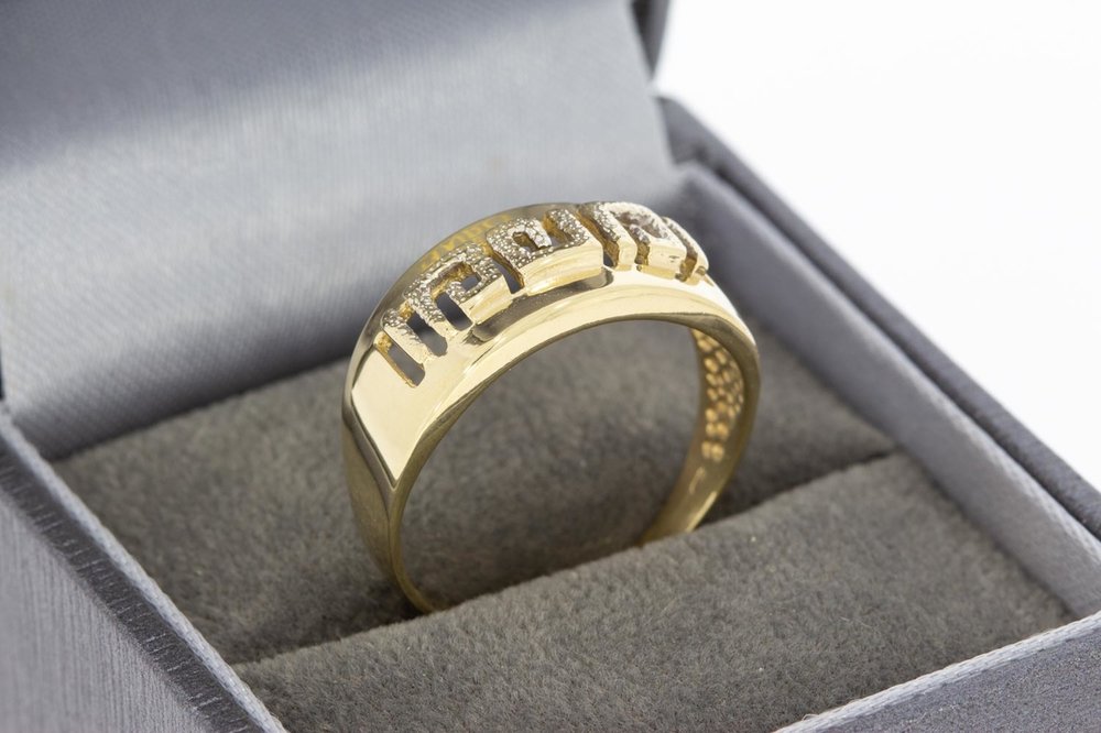 Ik zie je morgen Gezond vooroordeel 14 Karaat gouden -Versace Style- band ring - 18,7 mm