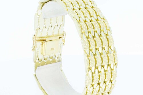 14 Karaat geel gouden brede Staafjes armband - 19,8 cm