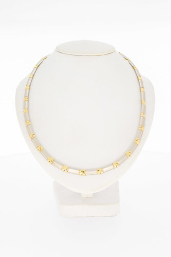 14 Karaat bicolor gouden Staafjes Collier - 43 cm