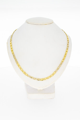 Bicolor Valkoog gouden ketting 14 karaat - 47,8 cm