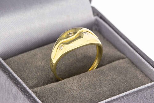 14 Karaat geel gouden bandring met Diamant - 17,1 mm