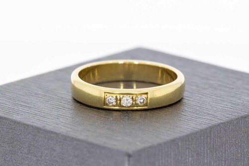 14 Karaat gouden Bandring gezet met Diamant - 18 mm