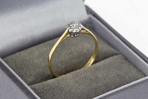 14 Karaat gouden Rozet diamant ring - 18,2 mm