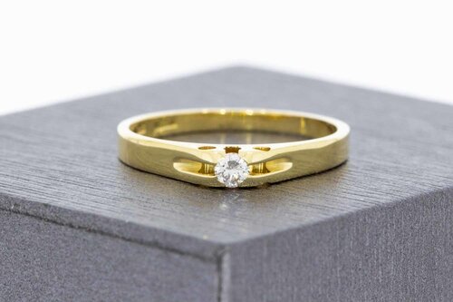 14 Karaat gouden Solitaire ring met Diamant - 17,3 mm