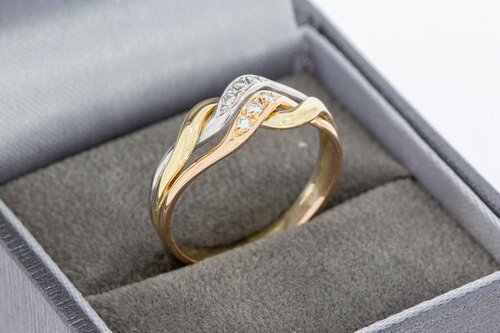 14K gouden Crossover Diamant ring - 18,3 mm