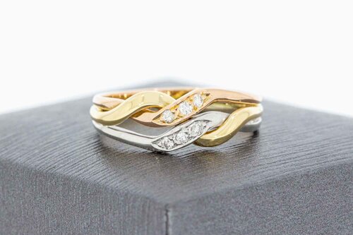 14K gouden Crossover Diamant ring - 18,3 mm