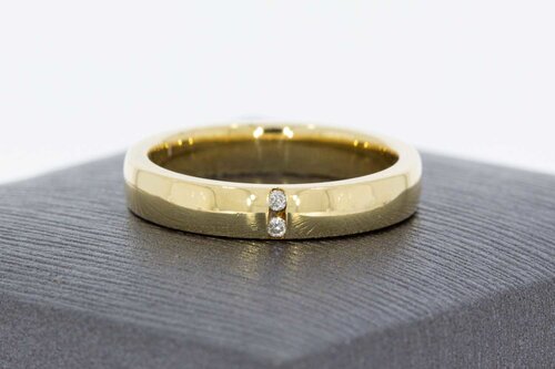 14 Karaat gouden ring gezet met Diamant (diameter 16,2 mm)