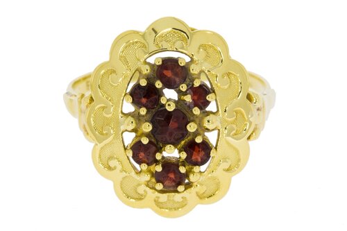 14 karaat gouden Ring met Granaat -18 mm