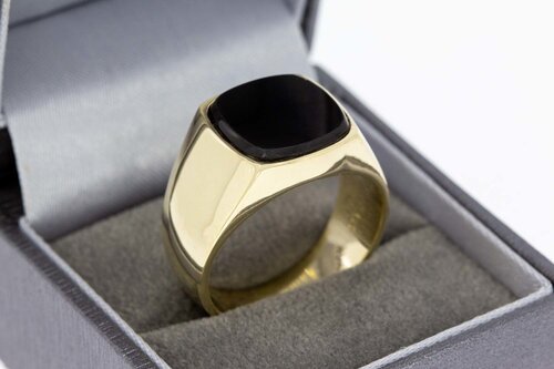 14 Karaat gouden Onyx Zegelring - 20,7 mm