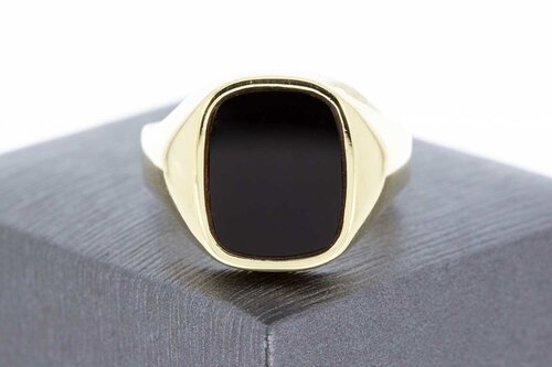 14 Karaat gouden onyx Zegelring - 22,6 mm