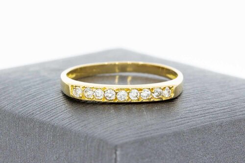 14 Karaat gouden Zirkonia Rij-ring - 17,9 mm