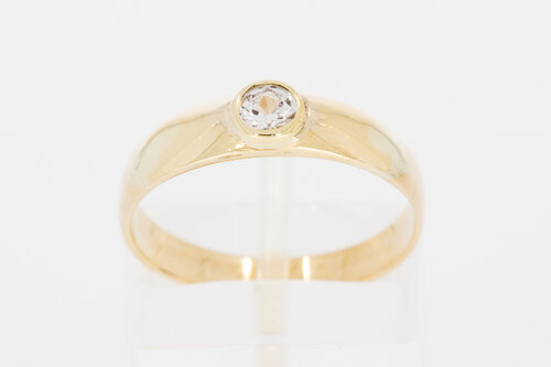 14 Karaat gouden Solitaire Zirkonia ring - 17,7 mm