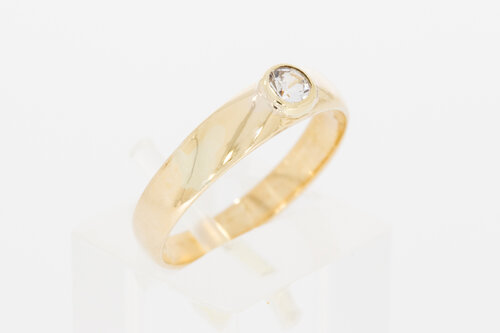 14 Karaat gouden Solitaire Zirkonia ring - 17,7 mm