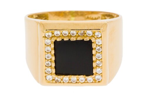 22 Karaat gouden Onyx ring met Zirkonia - 19,6