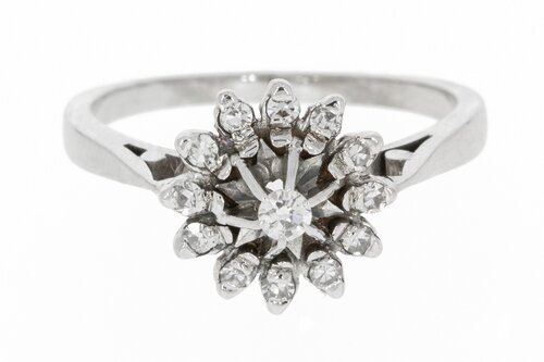 18 Karaat witgouden Rozet diamant ring - 17,3