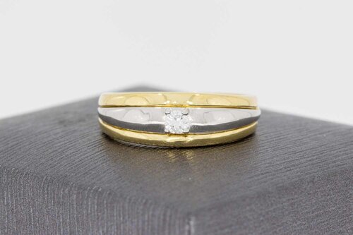 18 Karaat gouden Solitaire diamantring - 17,5 mm