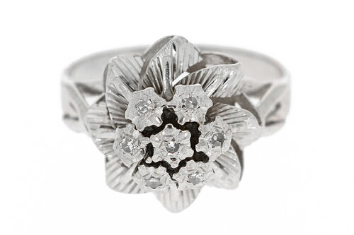 18 Karaat witgouden Rozet diamant ring - 15,9